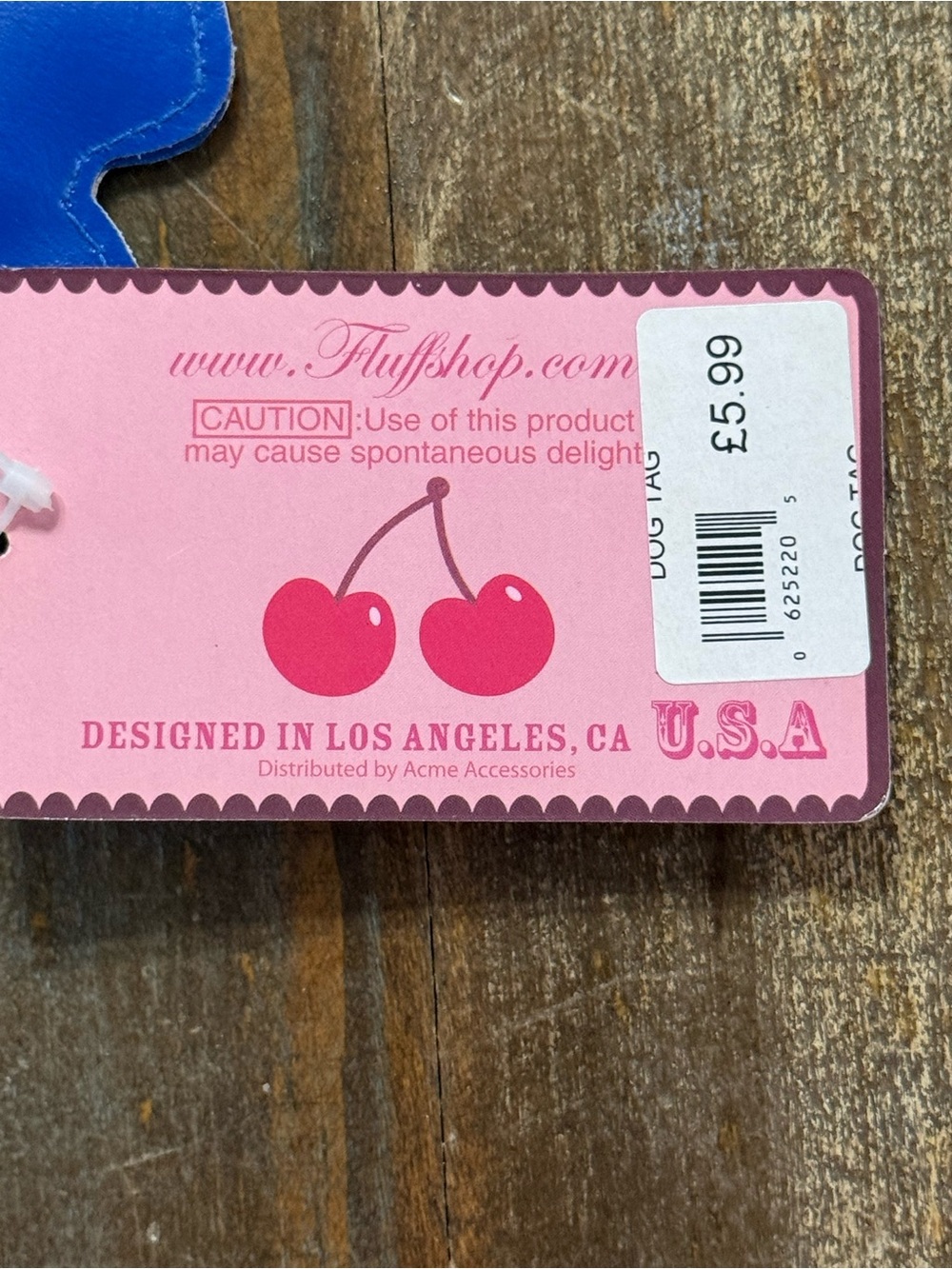 fluff Los Angeles Faux Leather Whimsical Dog Luggage Tag NWT - Picture 4 of 6